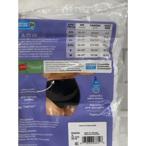 Hanes‎ Briefs Panties Women 10/3XL White 6 Pack 100% Cotton Breathable New - Picture 3 of 4